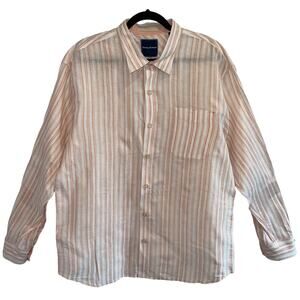Tommy Bahama Men's 100% Linen Striped Long Sleeves Button Down Shirt XL